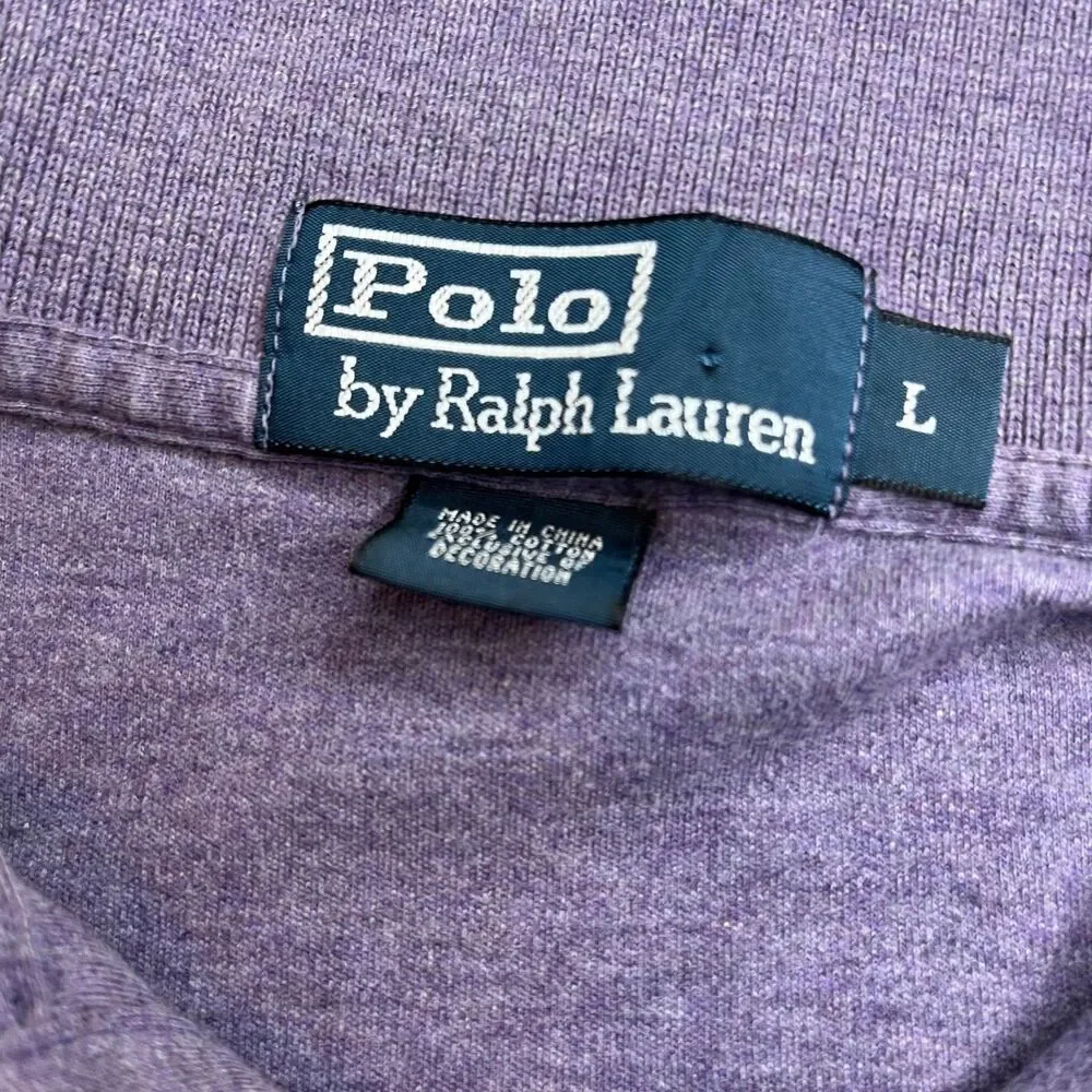 Polo Ralph Lauren Shirt Men's L Purple 100% Cotton Short Sleeve Green Logo